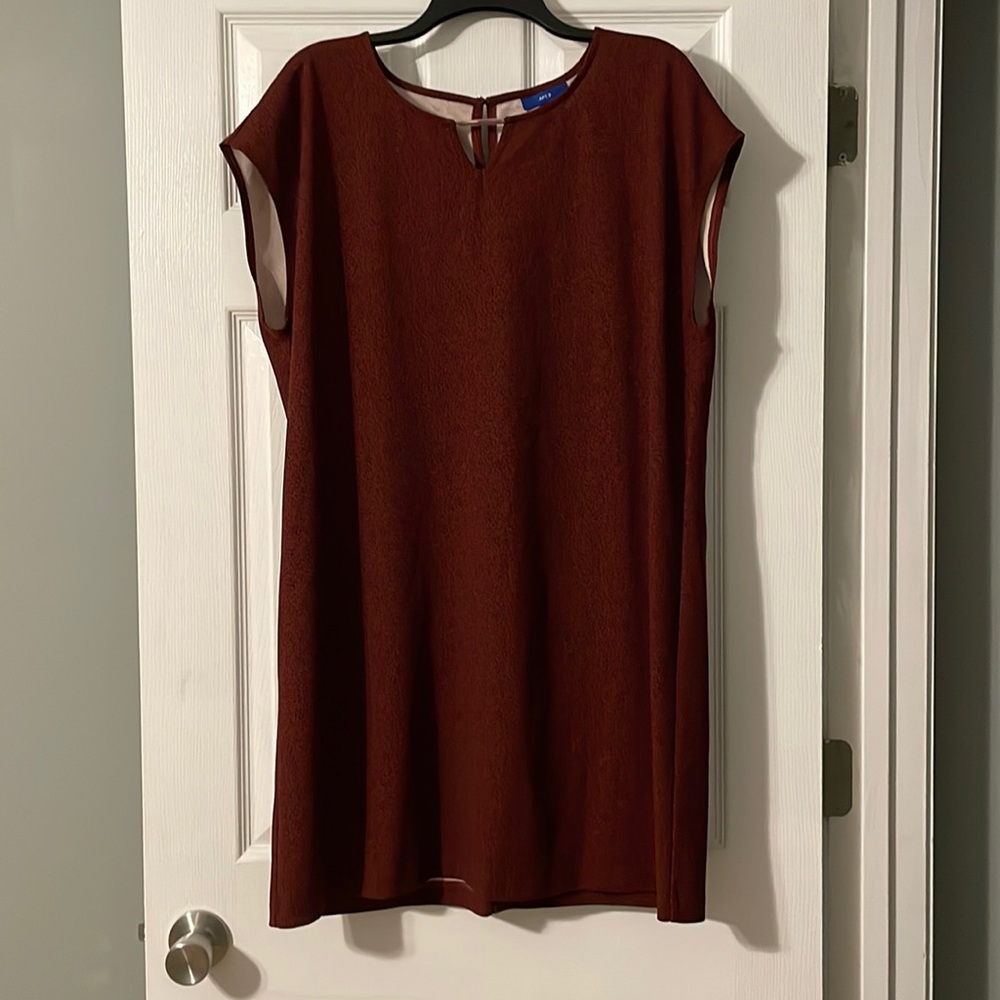 Red black speckled dress
